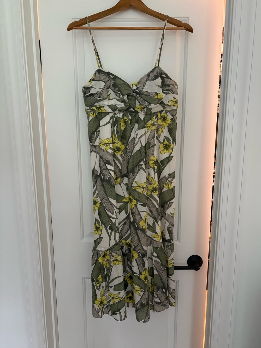 Banana Republic Tropical Leaf Midi Dress - Yellow & Green